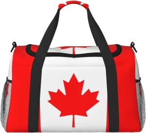 Canadian flag print Weekender Overnight Carry On Bag Gym Luggage Bag Duffel Bag for Travel Women