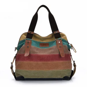 Canvas Bag Tote Striped Women Handbags Patchwork Women Shoulder Bag Fashion Sac a Main Femme De Marque Casual Bolsos Mujer