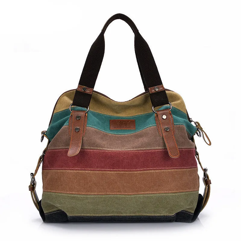 Canvas Bag Tote Striped Women Handbags Patchwork Women Shoulder Bag Fashion Sac a Main Femme De Marque Casual Bolsos Mujer