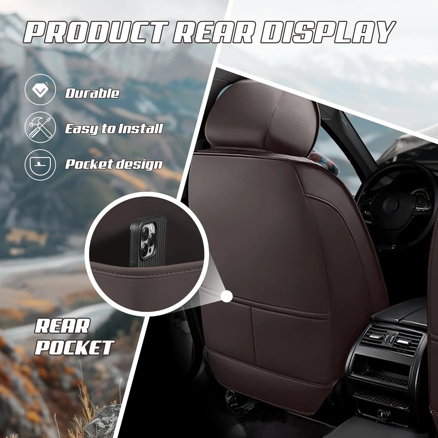 Car Seat Covers Fit for Acura Integra 2000-2025, Stylish Sport Seat Covers, Waterproof Wear-Resistant Premium Nappa Leather Car Seat Cover.(2 Pcs Front/Coffee Color)