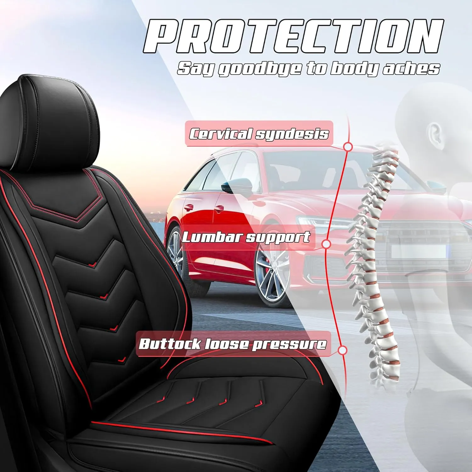 Car Seat Covers Fit for Volkswagen 2000-2025, Stylish Sport Seat Covers, Waterproof Wear-Resistant Premium Nappa Leather Car Seat Covers.(2 Pcs Front/Black)