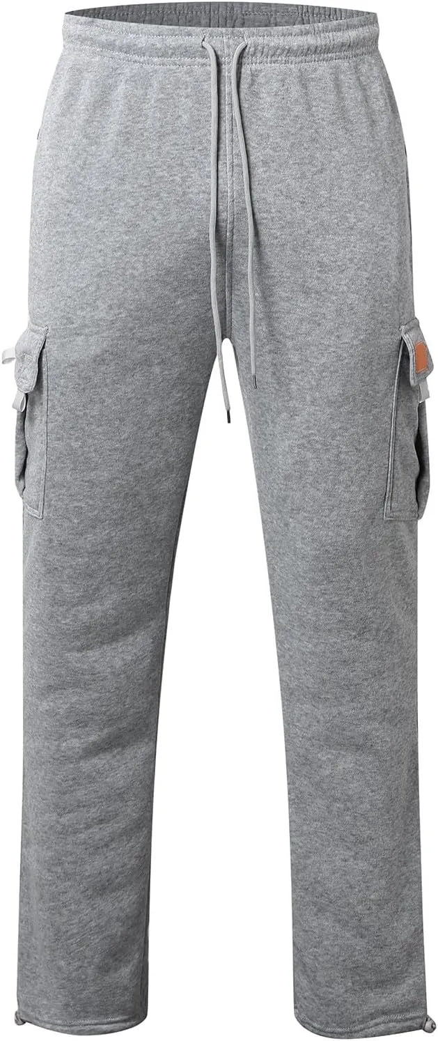 Cargo Sweatpants for Men Sports Casual Stretch Elastic Waist Drawstring Trousers Loose Fit Joggers with Pockets