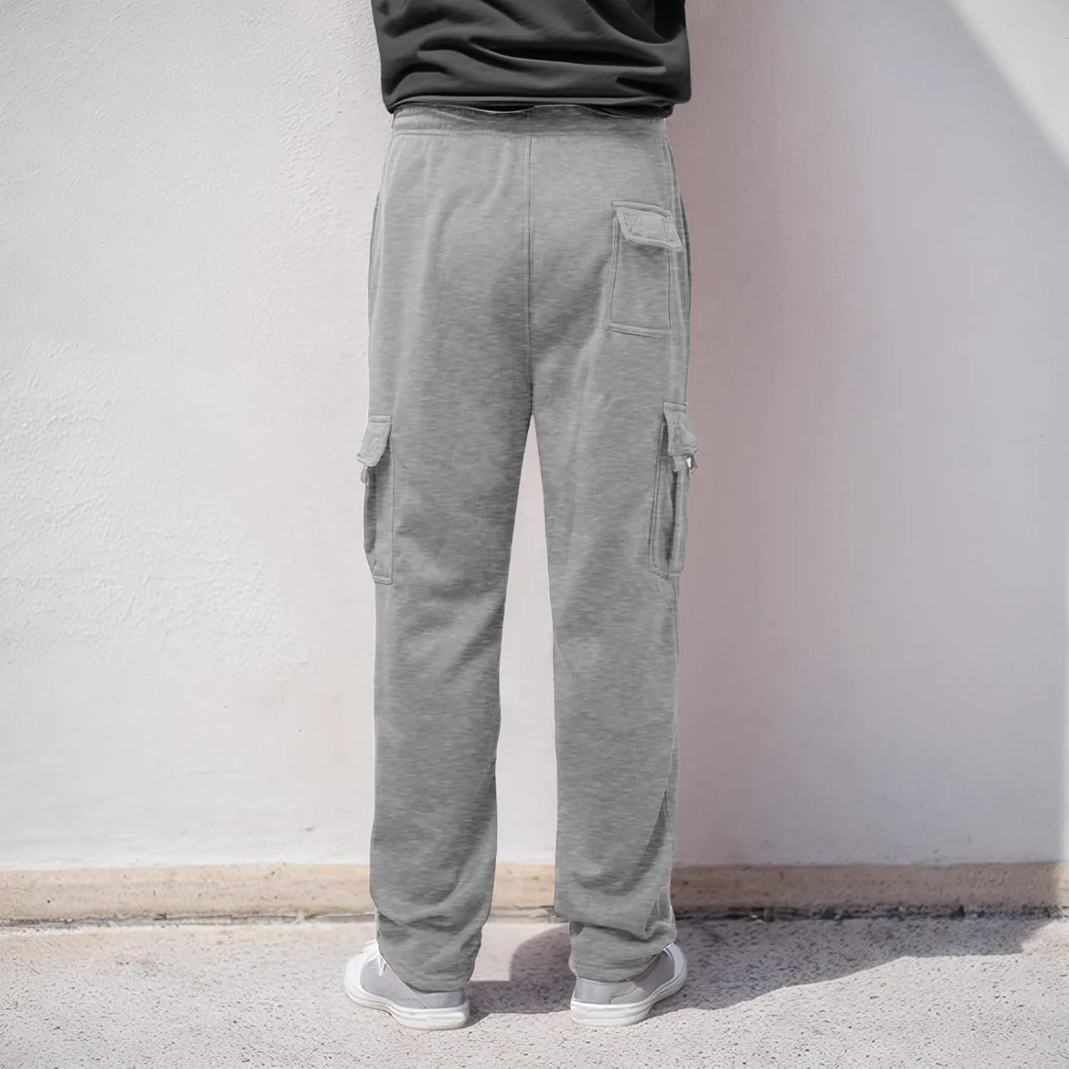 Cargo Sweatpants for Men Sports Casual Stretch Elastic Waist Drawstring Trousers Loose Fit Joggers with Pockets