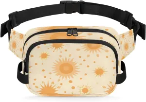 Cartoon Sun Crossbody Bags for Women Trendy Waterproof Fanny Pack with Adjustable Strap Fanny Pack for Travel Shopping Running and Daily Use