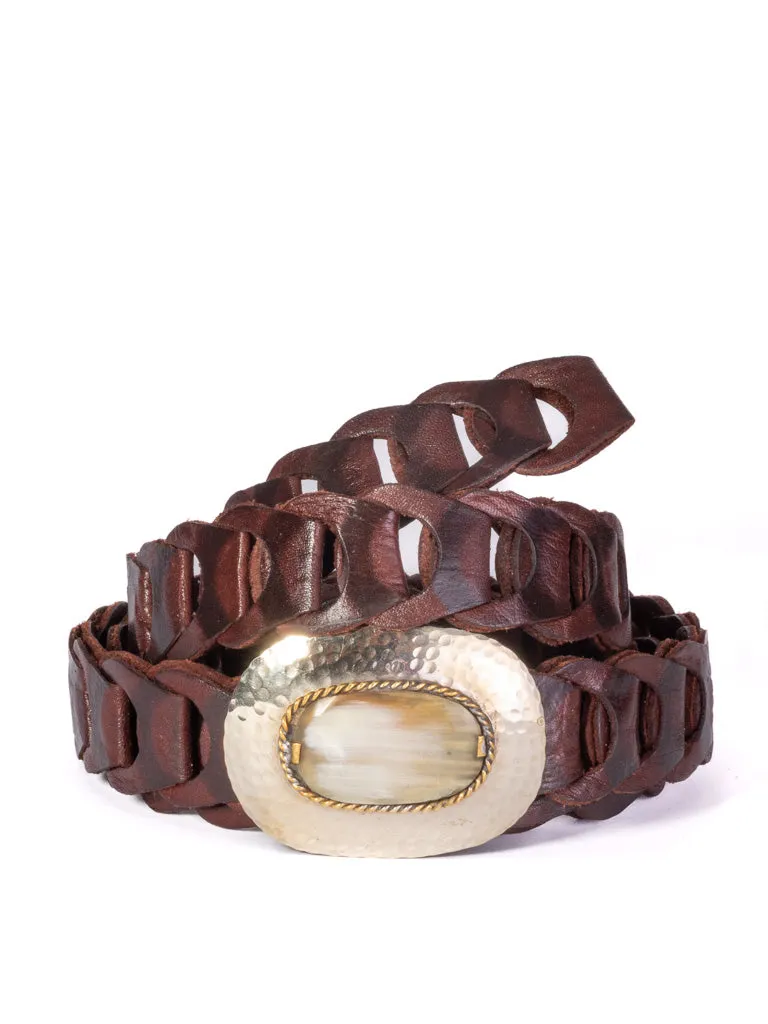 Casablanca Leather Mini Belt Bone Buckle