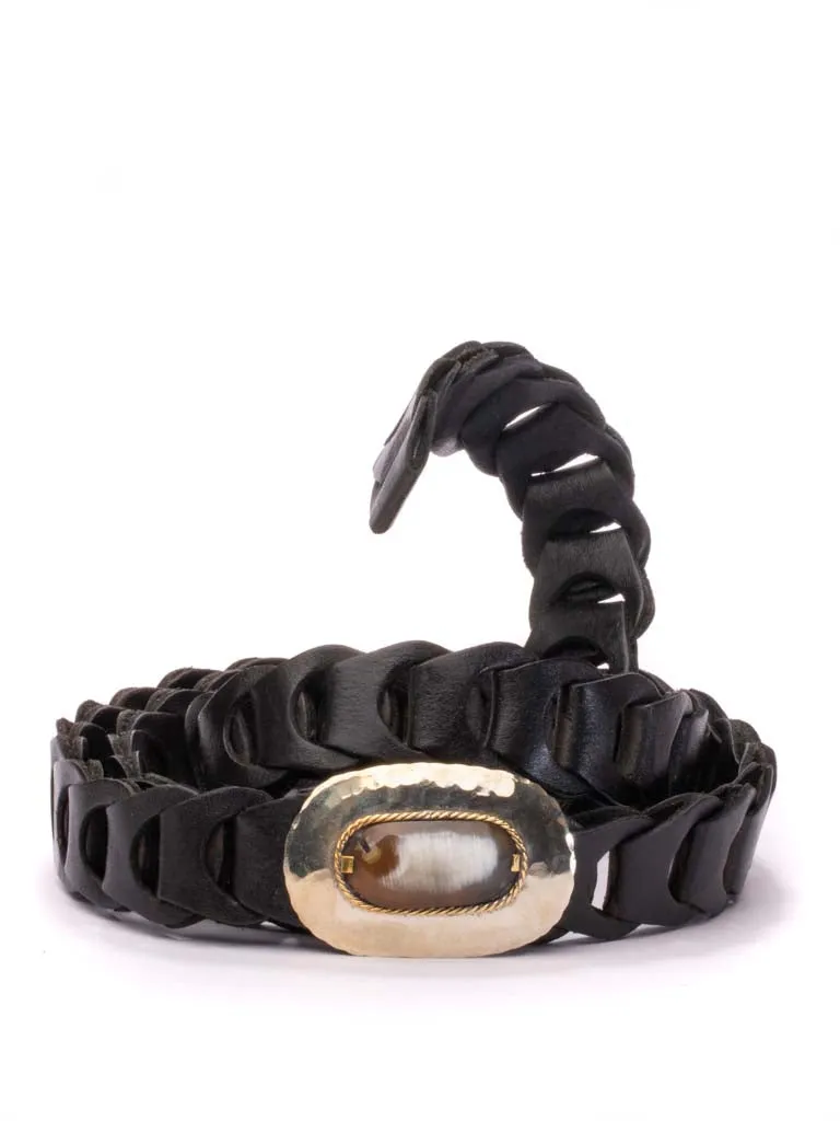 Casablanca Leather Mini Belt Bone Buckle