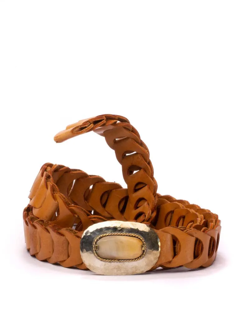 Casablanca Leather Mini Belt Bone Buckle