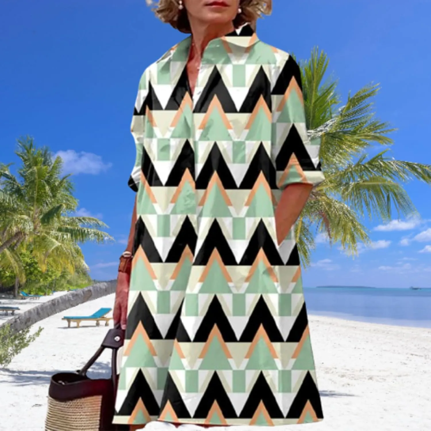 Casual Summer Dresses for Women 2025,Women's Long Sleeve Button Down Shirt Summer Dress Loose Fit Midi Shirt Dresses