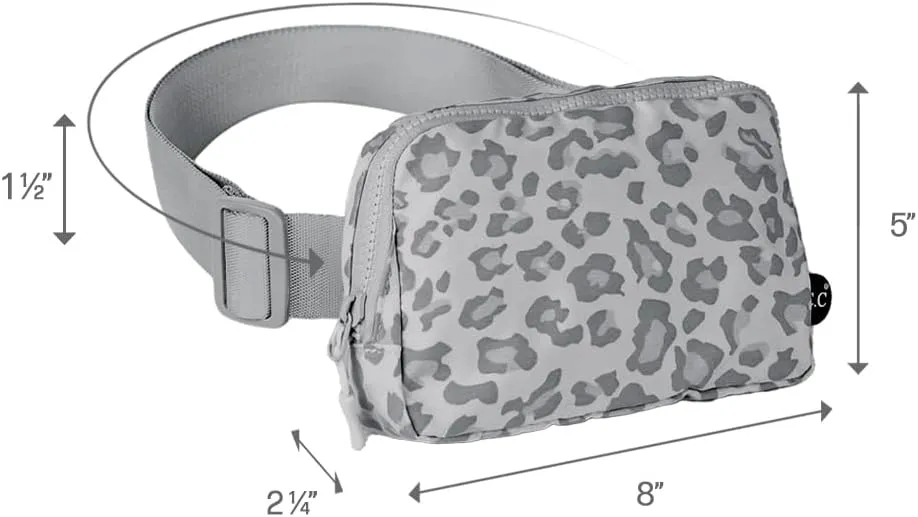 C.C Leopard Pattern Belt Bag - Women's Fanny Pack & Crossbody Bag with Adjustable Strap (BGS-4255) - Leopard Pattern - Grey