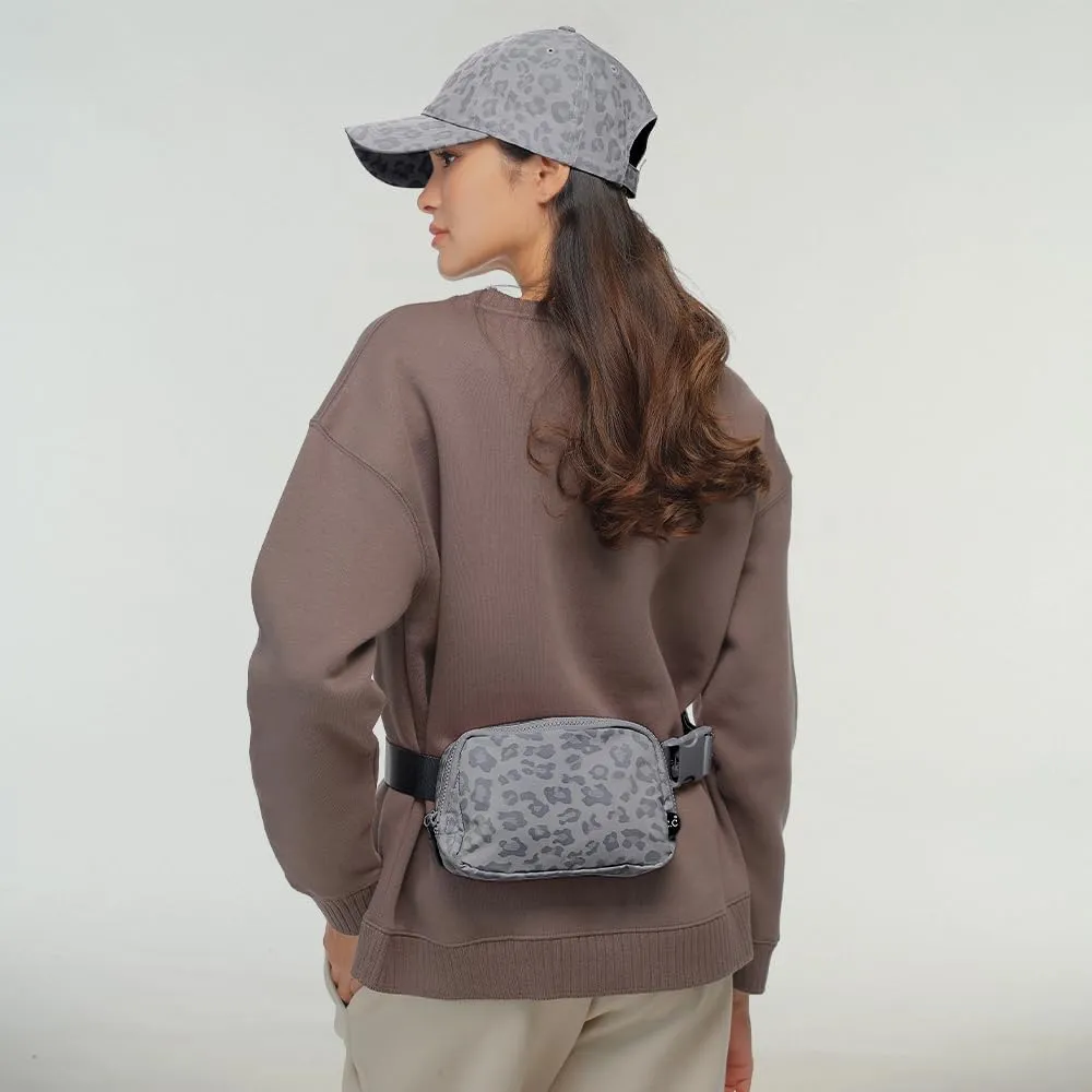 C.C Leopard Pattern Belt Bag - Women's Fanny Pack & Crossbody Bag with Adjustable Strap (BGS-4255) - Leopard Pattern - Grey