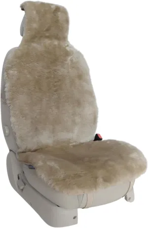 Champlus Automotive Sheepskin Seat Cover, Universal Fit & Airbag Compatible, 1pc, Sand