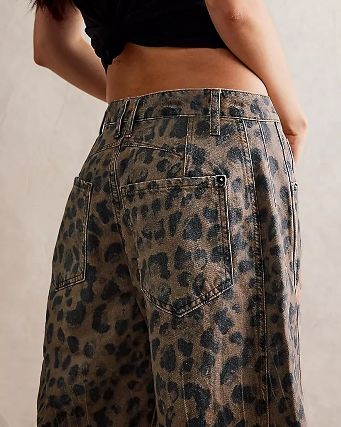 CHARTOU Women's Wide Leg Cropped Baggy Y2k Mid Rise Jeans - Boyfriend Harem Denim Pants