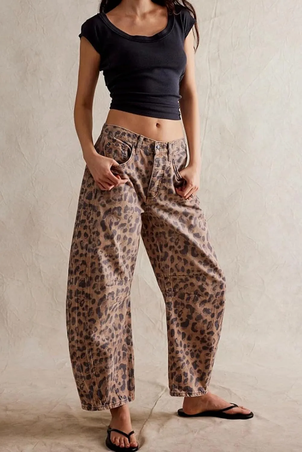 CHARTOU Women's Wide Leg Cropped Baggy Y2k Mid Rise Jeans - Boyfriend Harem Denim Pants