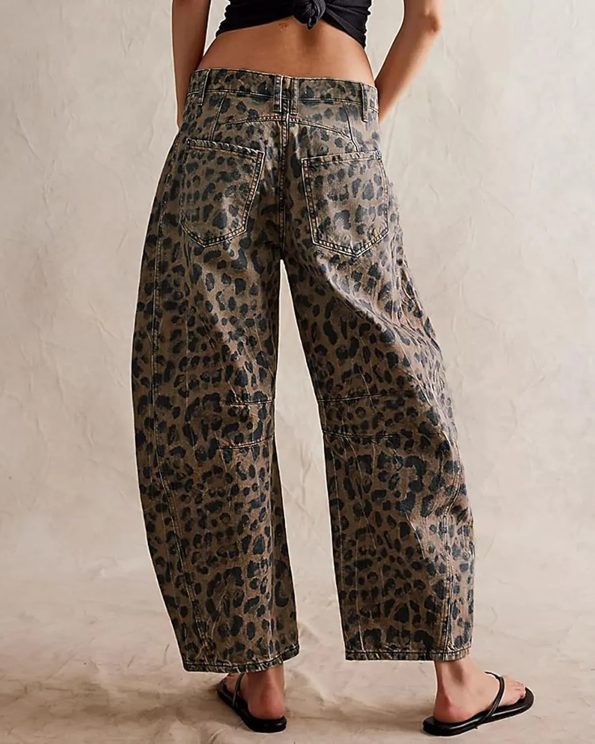 CHARTOU Women's Wide Leg Cropped Baggy Y2k Mid Rise Jeans - Boyfriend Harem Denim Pants