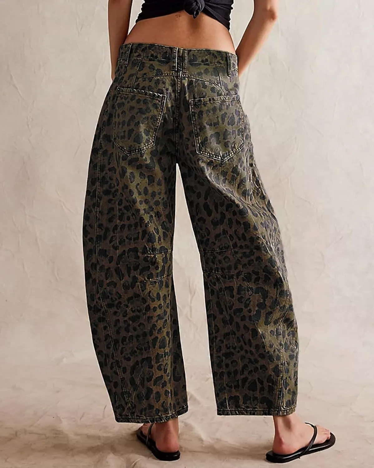 CHARTOU Women's Wide Leg Cropped Baggy Y2k Mid Rise Jeans - Boyfriend Harem Denim Pants