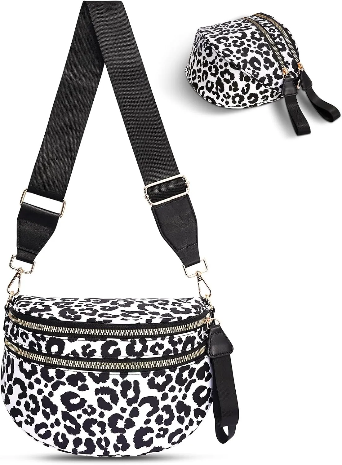 Checkered Crossbody Bag,Nylon Bum Bags for Women Crossbody,Spacious Sling Bag Purse Fanny Packs with Shoulder Strap