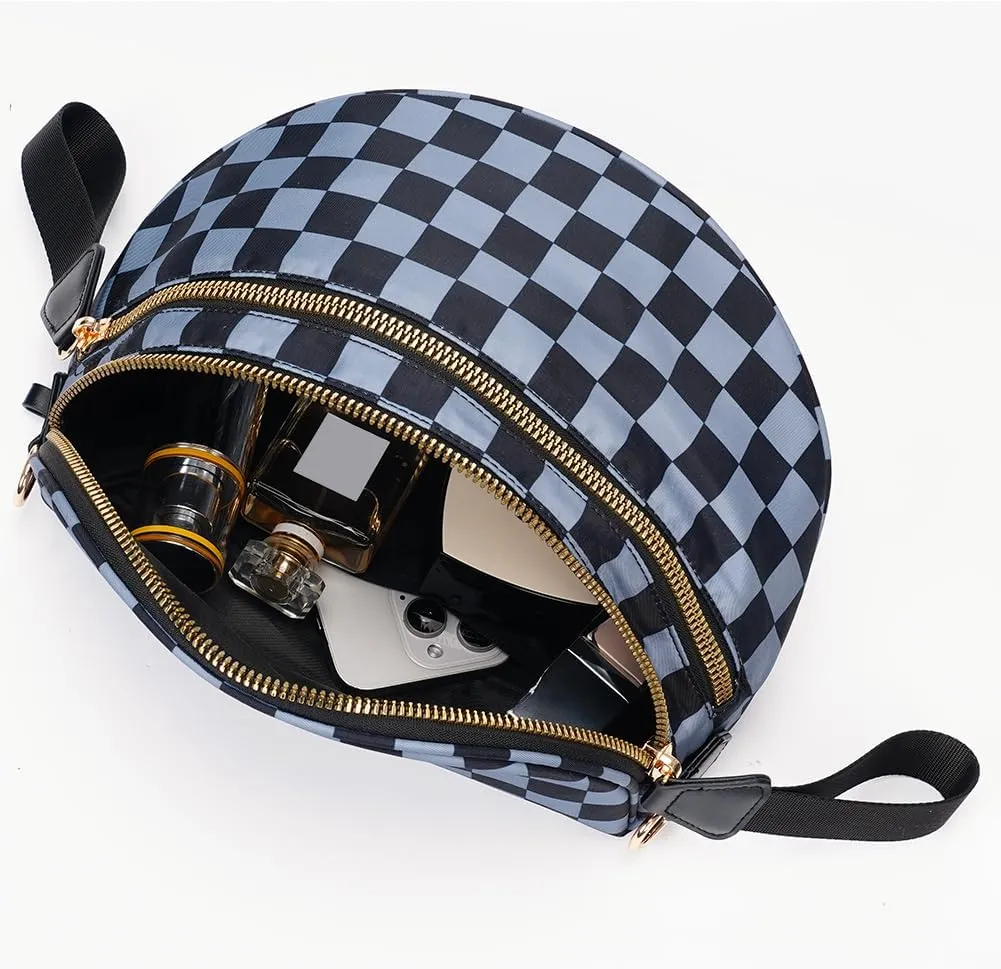 Checkered Crossbody Bags Purse Fanny Packs for Women Checkerboard Bum Sling Nylon Belt Bag Handbags Trendy