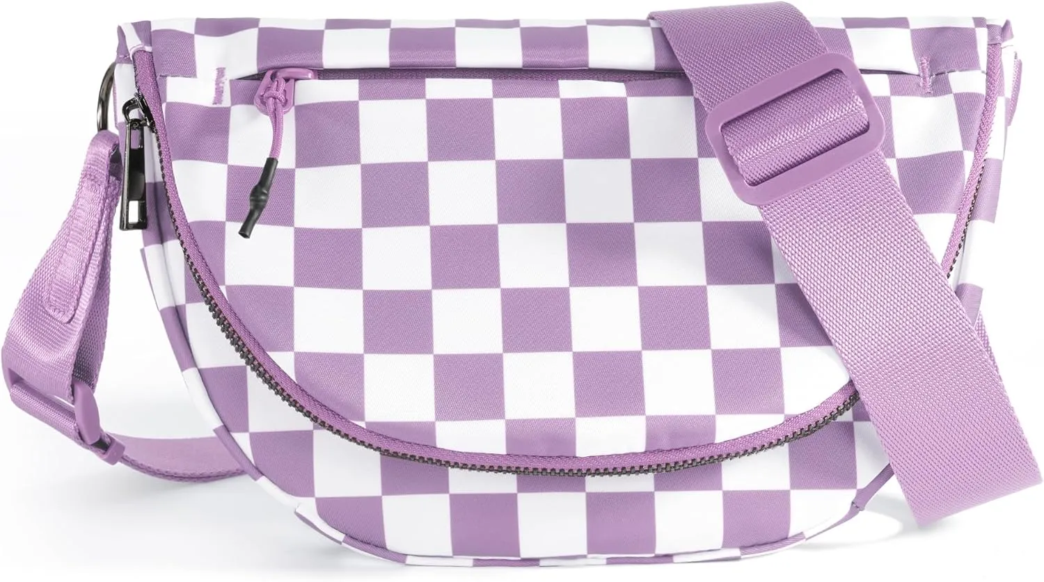 Checkered Crossbody Messenger Bag, Black and White Pattern, Adjustable Shoulder Strap