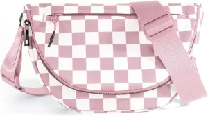 Checkered Crossbody Messenger Bag, Black and White Pattern, Adjustable Shoulder Strap