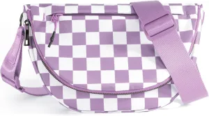 Checkered Crossbody Messenger Bag, Black and White Pattern, Adjustable Shoulder Strap