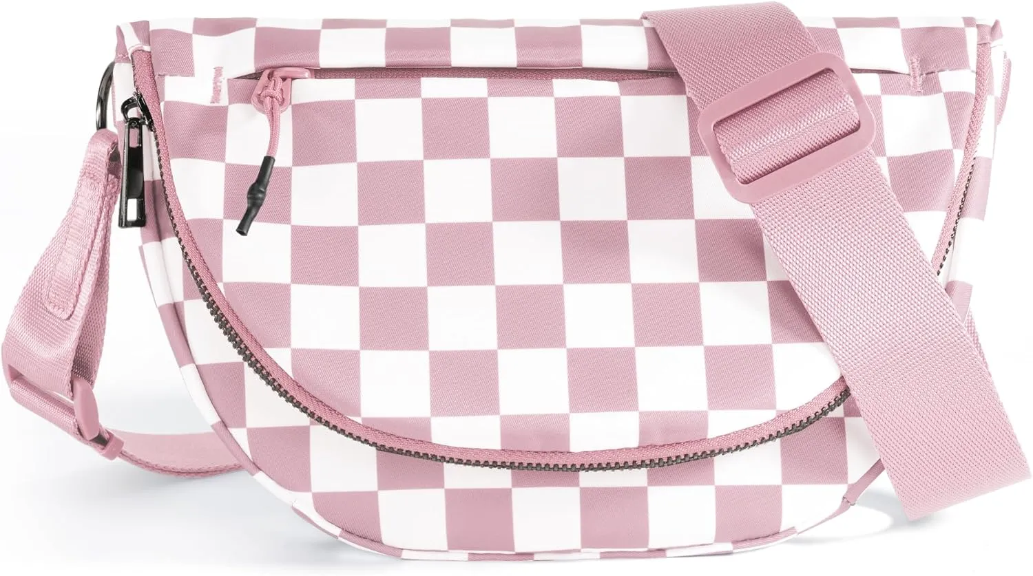 Checkered Crossbody Messenger Bag, Black and White Pattern, Adjustable Shoulder Strap