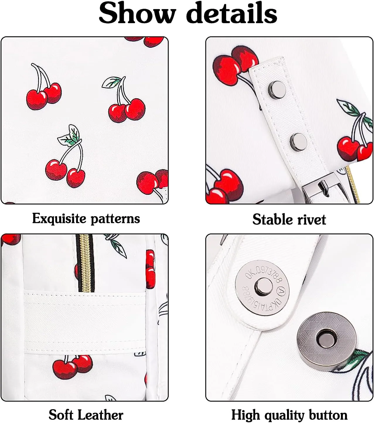 Cherry Laptop Backpack for Girls Women,College School Bookbags for Teen