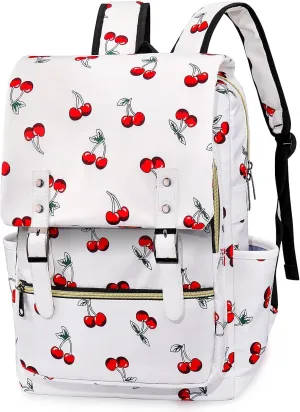 Cherry Laptop Backpack for Girls Women,College School Bookbags for Teen