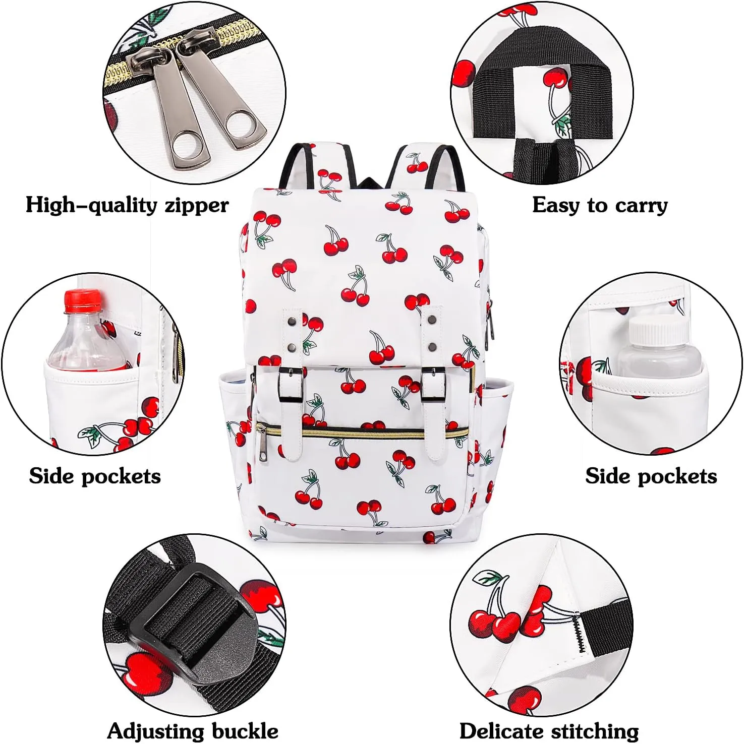 Cherry Laptop Backpack for Girls Women,College School Bookbags for Teen
