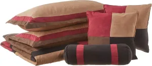 Chezmoi Collection 7-Piece Burgundy Brown Black Micro Suede Patchwork Comforter Set, King
