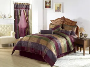 Chezmoi Collection 7 Pieces Multi Color Gitano Jacquard Patchwork Comforter Set California/Cal King Size