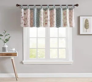 Chezmoi Collection Abbi Shabby Chic Curtain Floral Patchwork Valance Tab Top Home Decoration Window Treatment, 84" x 21"