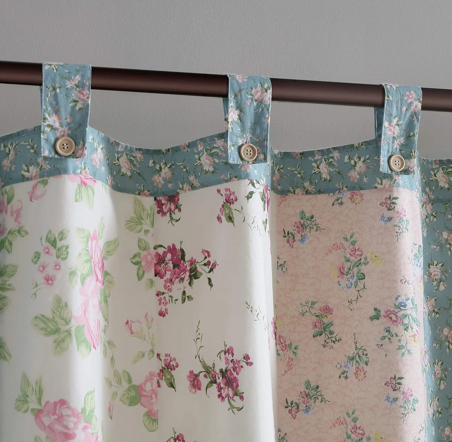 Chezmoi Collection Abbi Shabby Chic Curtain Floral Patchwork Valance Tab Top Home Decoration Window Treatment, 84" x 21"