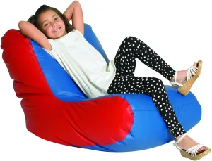 Children's Factory School Age High Back Lounger Kids Bean Bag Chair, Flexible Seating Classroom Furniture for Homeschools/Playrooms/Daycares, Blue/Red