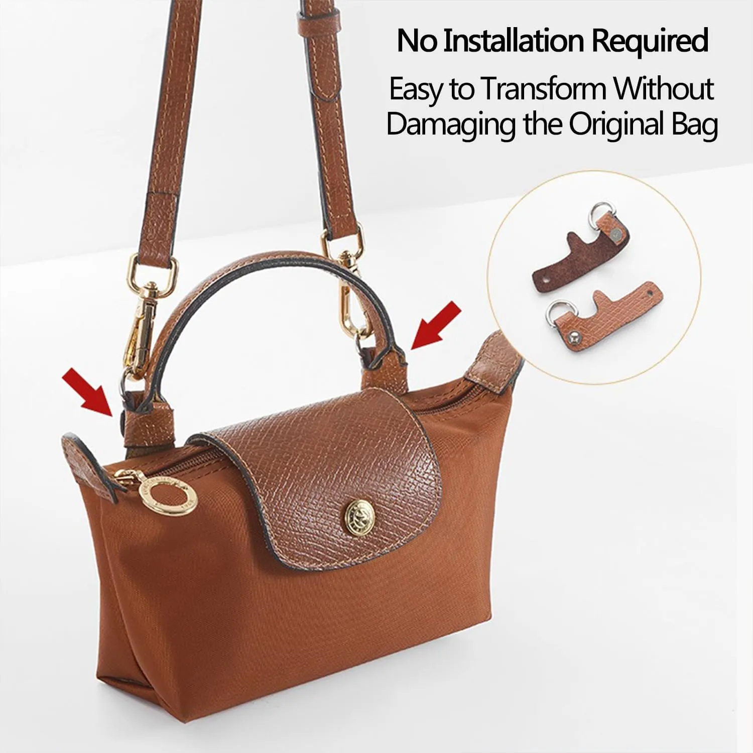 Chispee Leather Shoulder Strap Set Bag Transformation Purse Strap Extender Leather Purse Straps Replacement for Crossbody Bag (Brown Silver