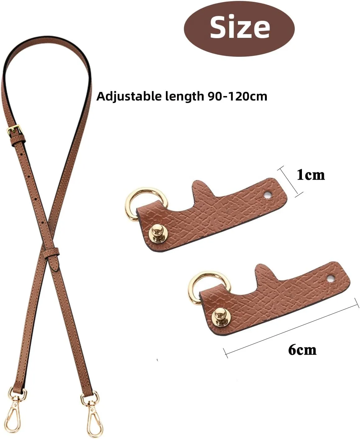 Chispee Leather Shoulder Strap Set Bag Transformation Purse Strap Extender Leather Purse Straps Replacement for Crossbody Bag (Brown Silver