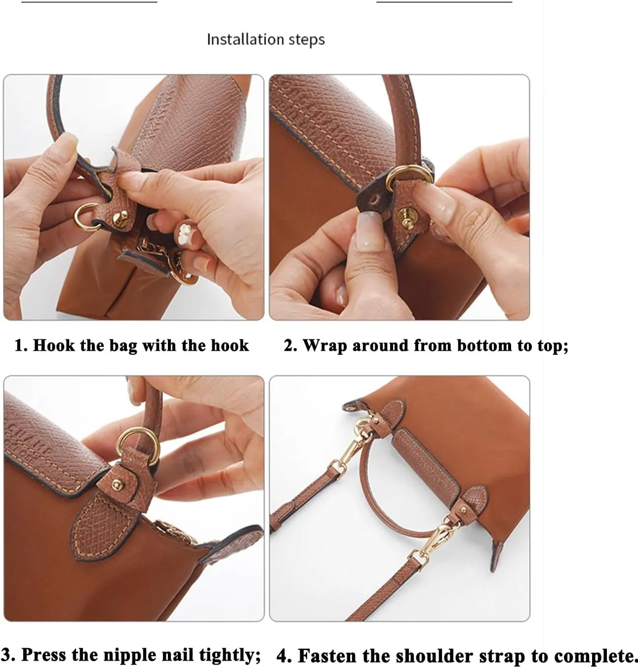 Chispee Leather Shoulder Strap Set Bag Transformation Purse Strap Extender Leather Purse Straps Replacement for Crossbody Bag (Brown Silver