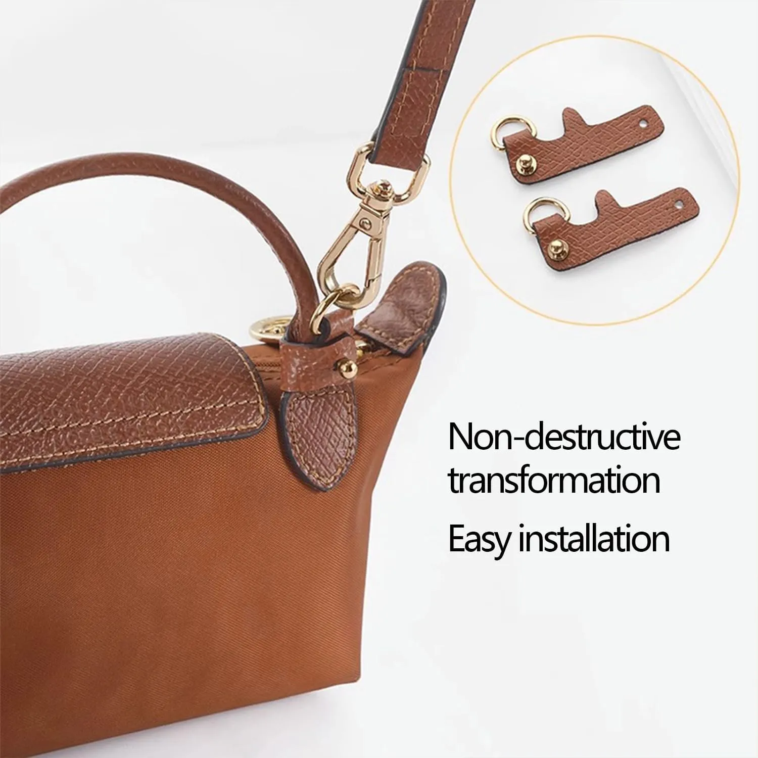 Chispee Leather Shoulder Strap Set Bag Transformation Purse Strap Extender Leather Purse Straps Replacement for Crossbody Bag (Brown Silver