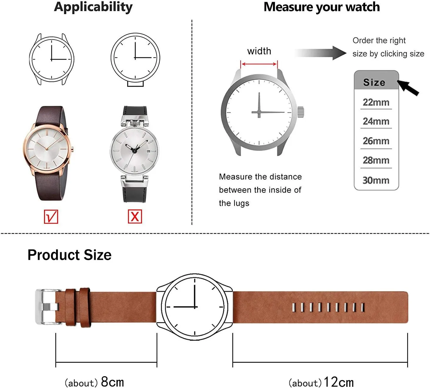 Choco&Man US Diesel Calfskin Leather Watch Band strap with Tool 22mm 24mm 26mm 28mm 30mm Replacement for Men's Diesel Watches…