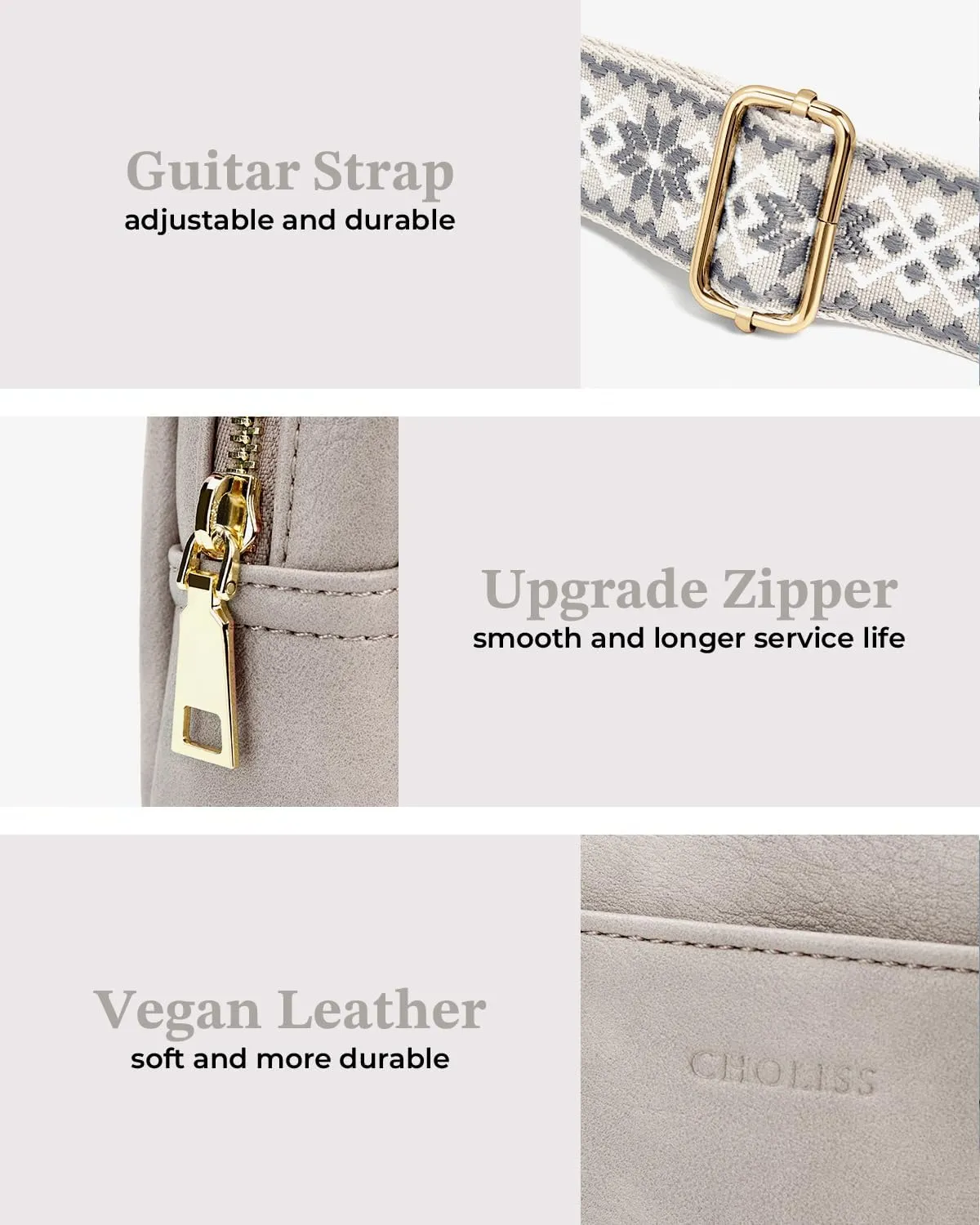 CHOLISS Small Sling Bag for Women Leather Crossbody Fanny Packs Chest Bag for Women