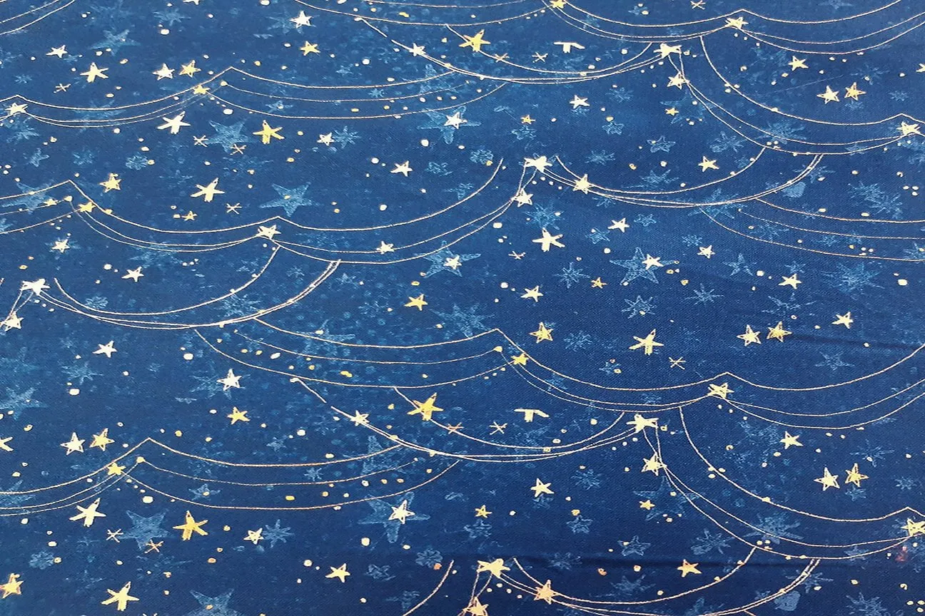 Christmas Magic Starry Night Navy Patchwork / Craft Fabric