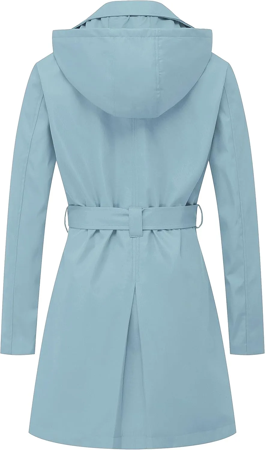 Chrisuno Women's Double Breasted Trench Coats Mid-Length Belted Overcoat Long Dress Jacket with Detachable Hood