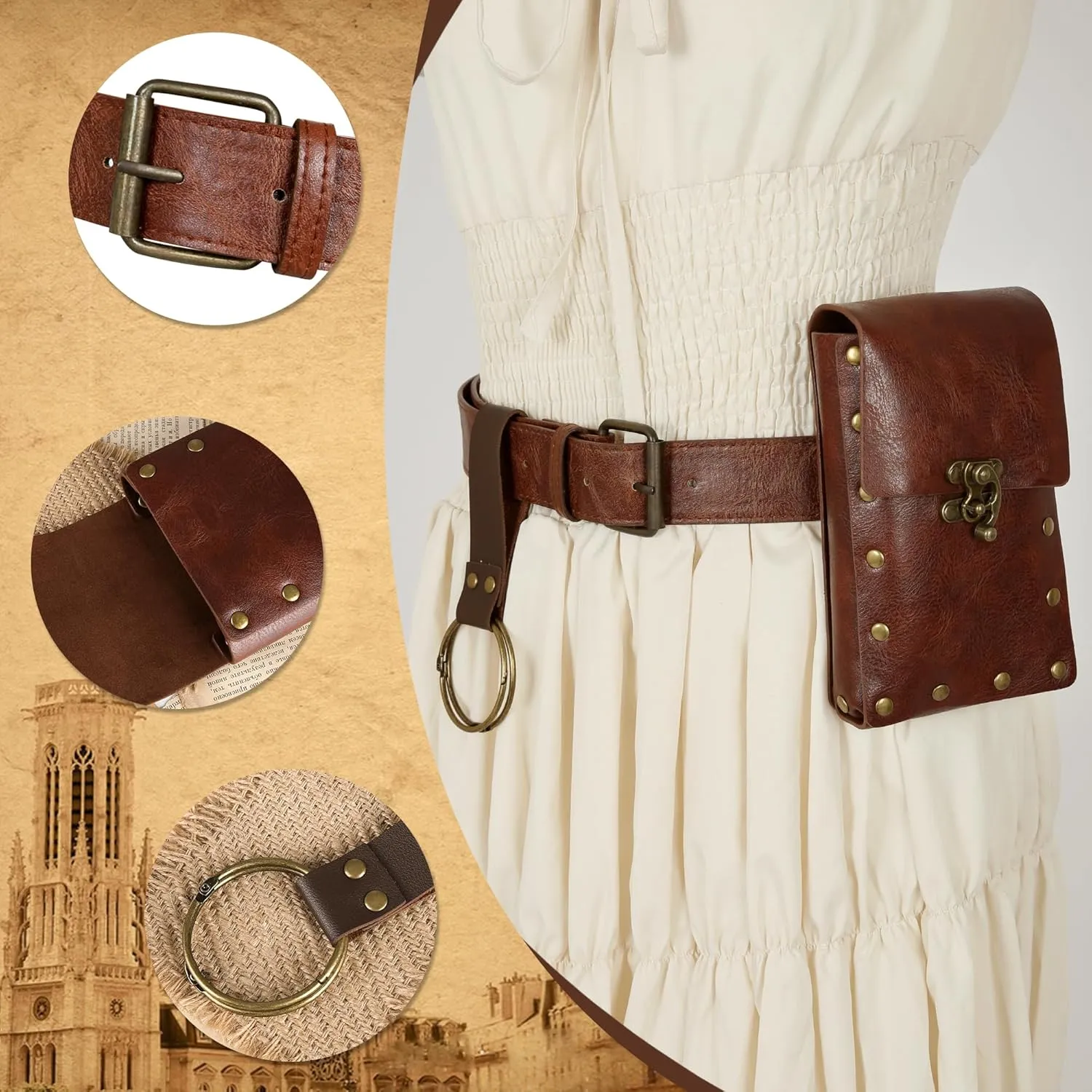 CICOCI Renaissance Accessories Viking Steampunk Medieval Renaissance Costume Belt Skirt Hikes Bottle Coin Purse
