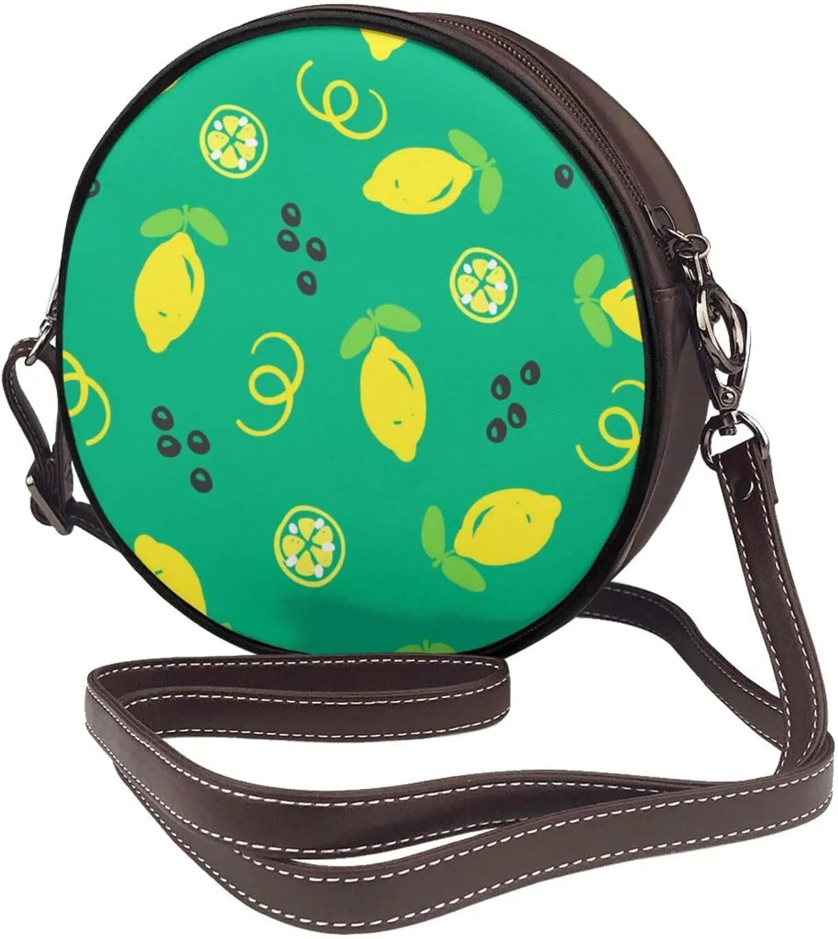 Circle Crossbody Bag for Women Circle Purse with Zipper Adjustable Shoulder Straps
