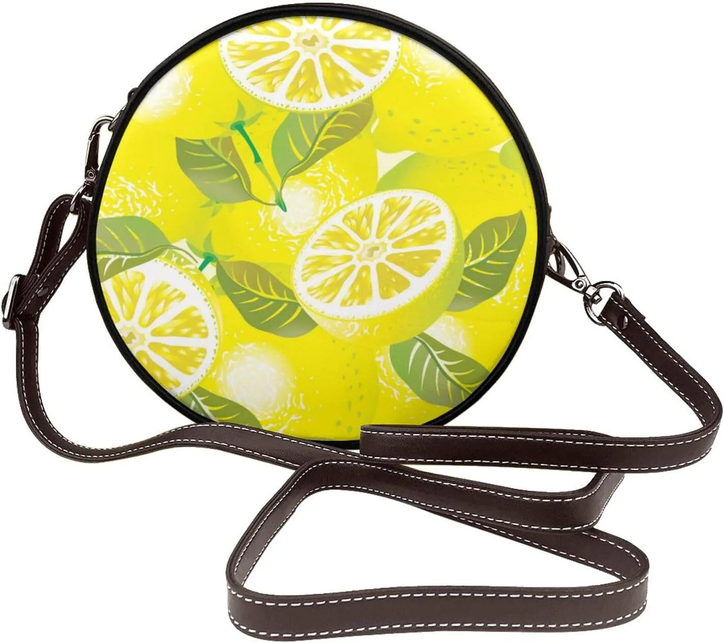 Circle Crossbody Bag for Women Circle Purse with Zipper Adjustable Shoulder Straps