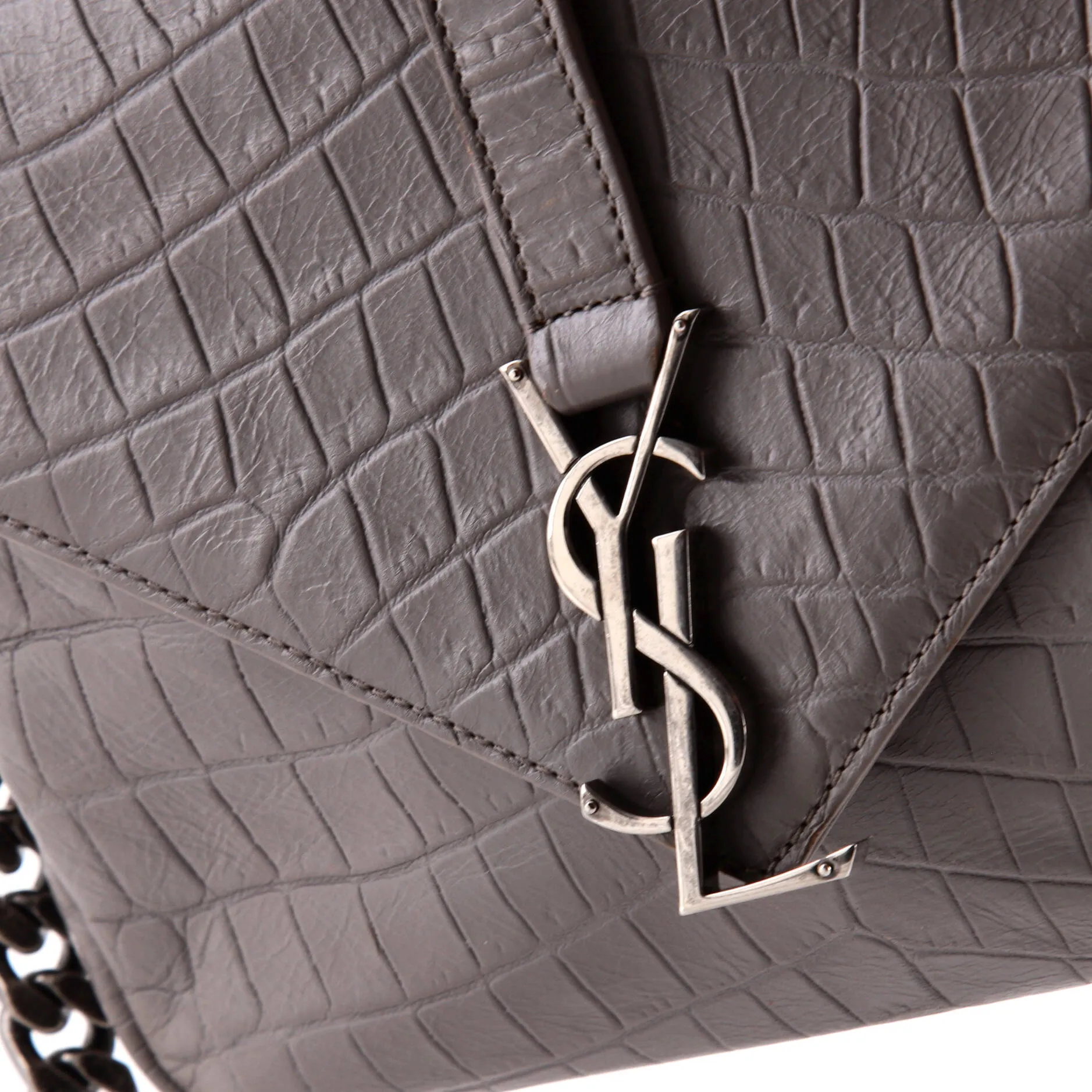 Classic Monogram College Bag Crocodile Embossed Leather Medium