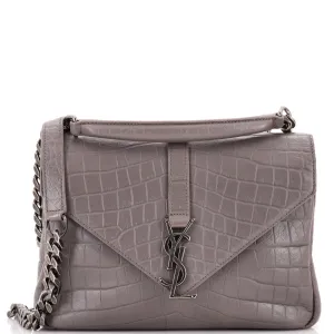 Classic Monogram College Bag Crocodile Embossed Leather Medium