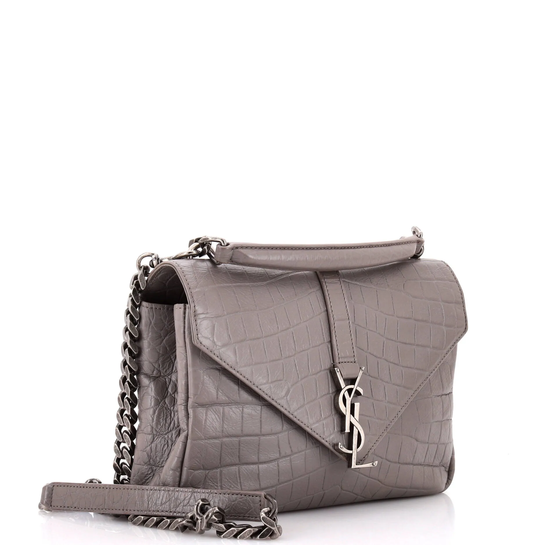 Classic Monogram College Bag Crocodile Embossed Leather Medium