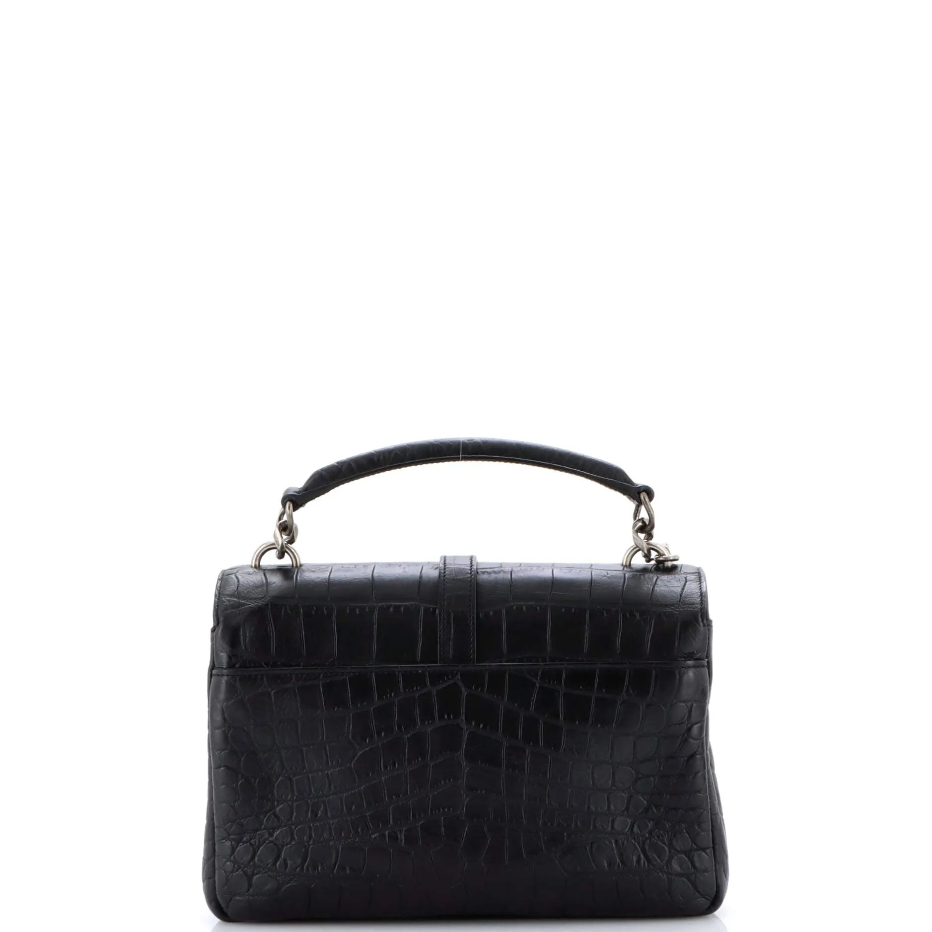 Classic Monogram College Bag Crocodile Embossed Leather Medium