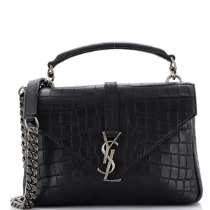 Classic Monogram College Bag Crocodile Embossed Leather Medium