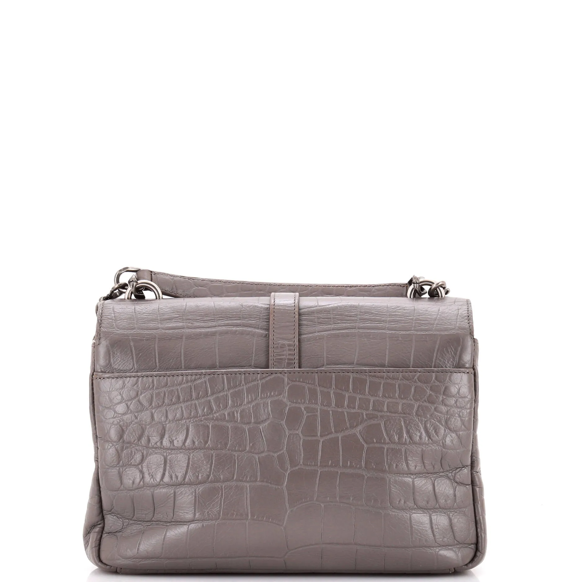 Classic Monogram College Bag Crocodile Embossed Leather Medium